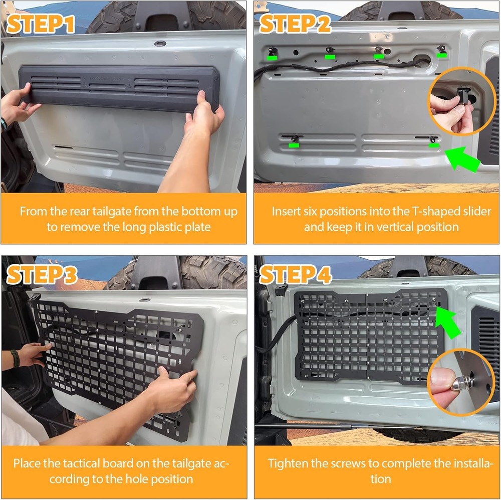 OFF ROAD Tailgate Storage Panel Tailgate Molle Panel Steel Cargo Shelf Storage