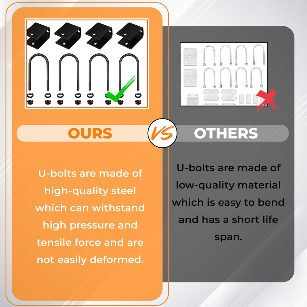 For 3500lb SingleTrailer Axle Suspension W/ 4 Leaf Springs U-bolt + Hanger Kit