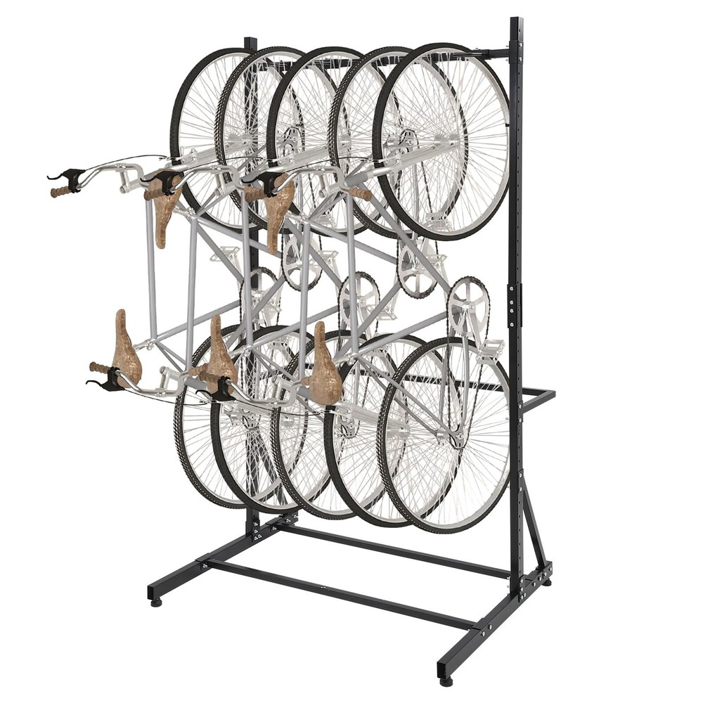5 Bikes Vertical Rack Stand Steel Bicycle Storage Organizer Holder Adjustable