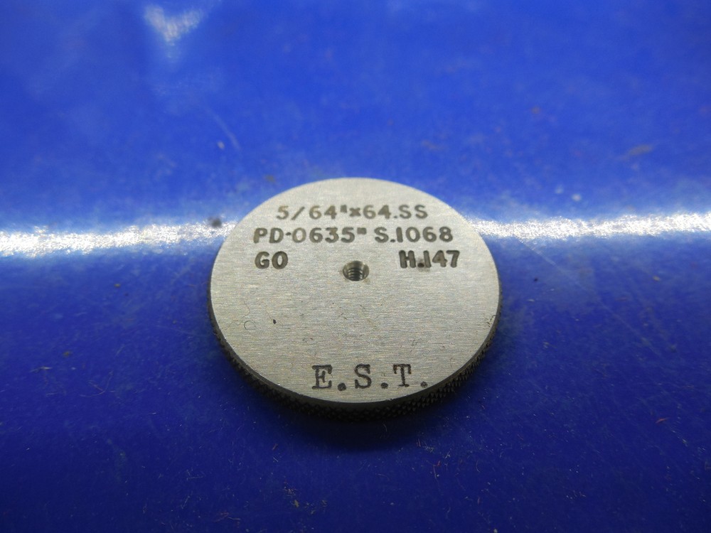 5/64 64 SS SOLID THREAD RING GAGE .078125 GO ONLY P.D. = .0635 5/64-64 QUALITY