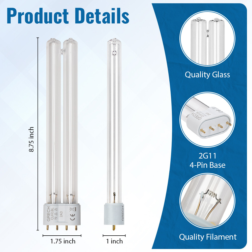 Oxyful 18W UV Ultraviolet 2G11-4 Pin Base Algae Bacteria Clarifier Bulb