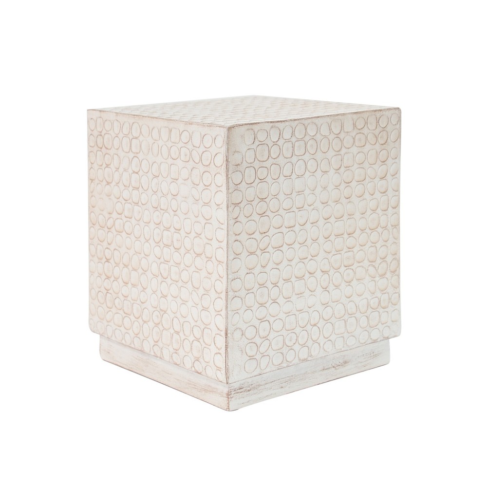 Modern Fluted Cube Side Table 15" MGO Coffee Table, Antique Brown