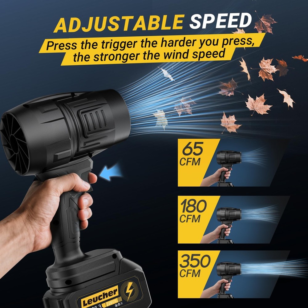 Leaf Blower Cordless,Hand Held with 21V*2 Pcs Deep Black