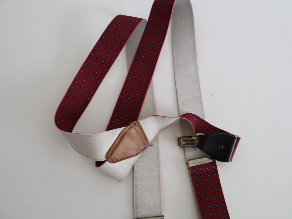 Vintage St Michael Marks & Spencer Braces 1980s Red Patterned