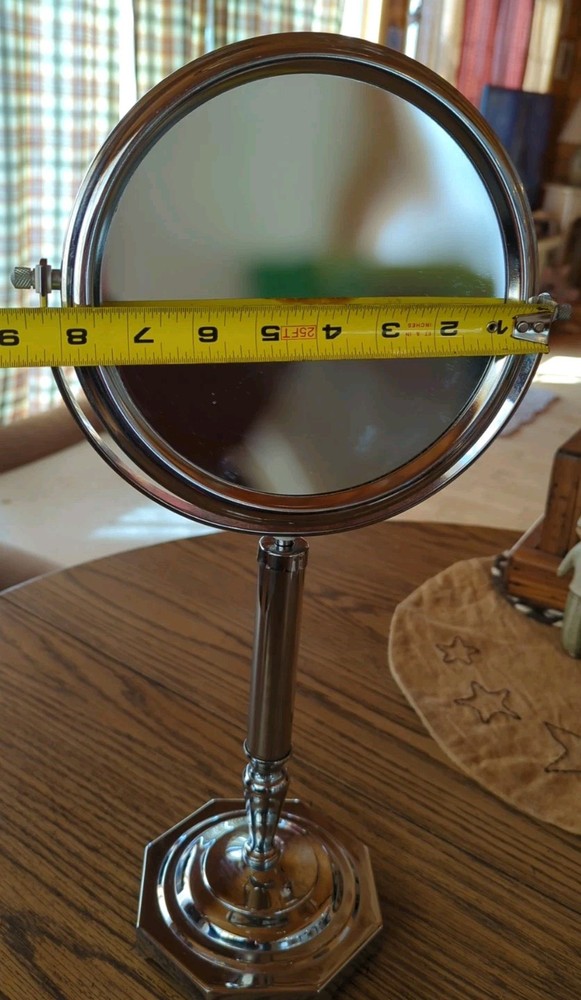 Vintage Chrome Vanity Makeup Regular & Magnifying Mirror Double Sided Table