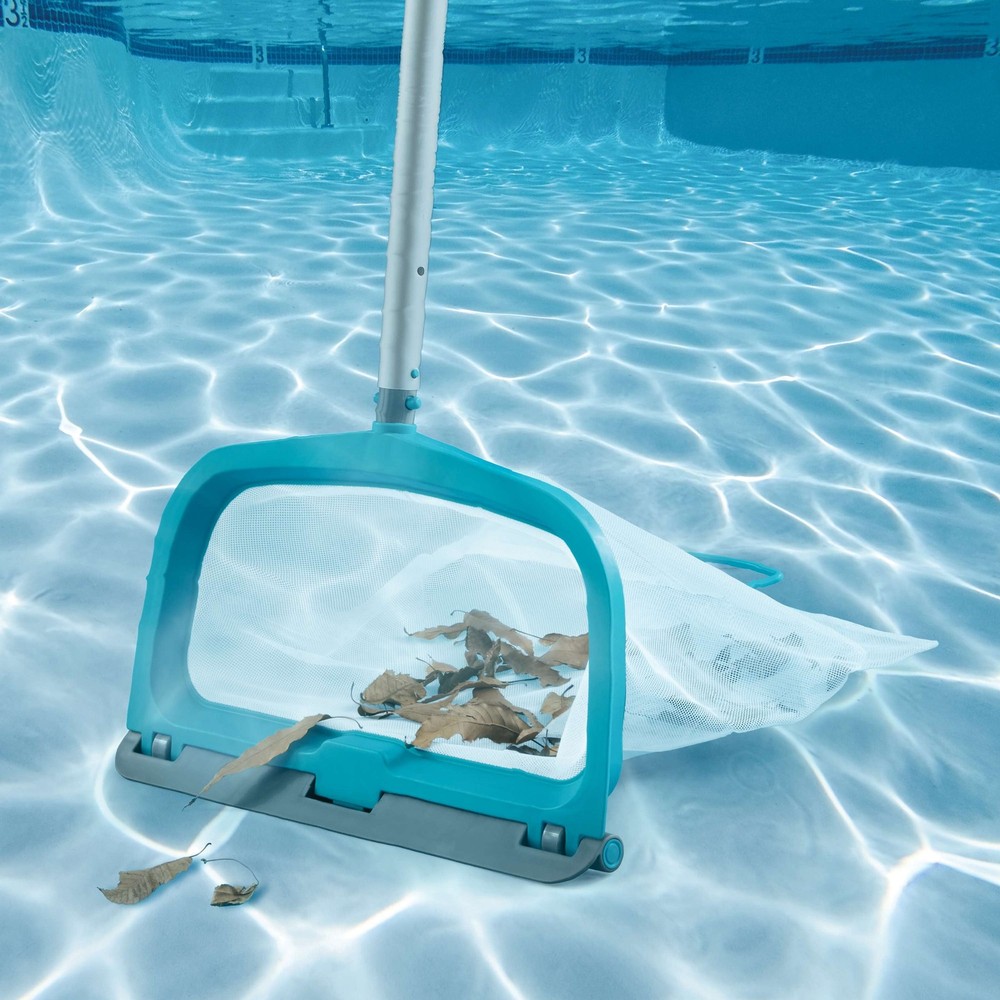 Pool Leaf Rake with Easy-Roll Wheels