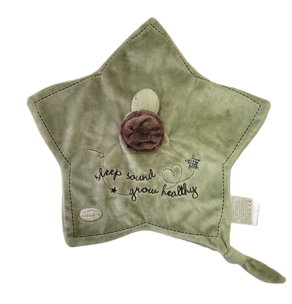 Cloud B Turtle Lovey Green Security Blanket Star Knotted Corner Embroidered