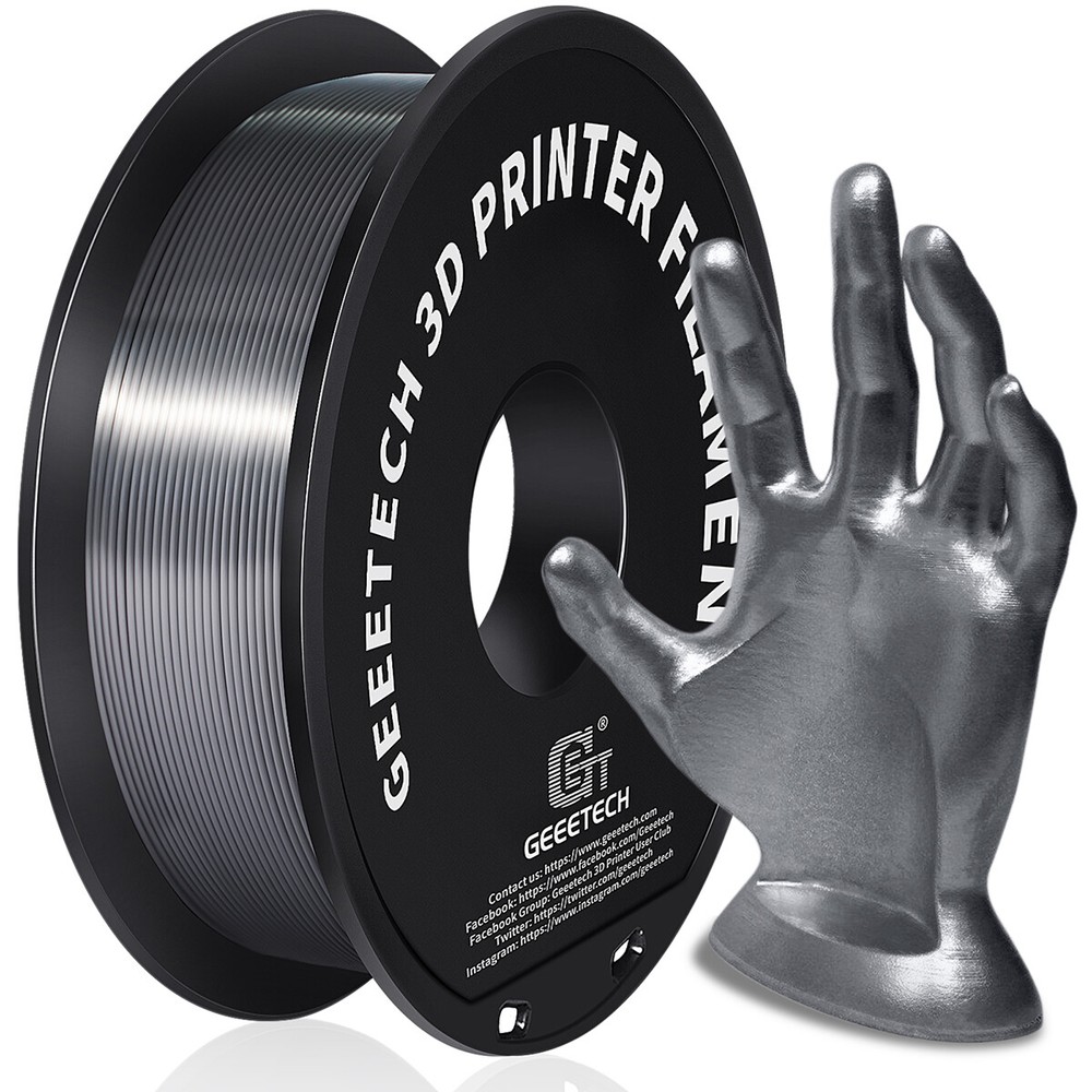 Geeetech 3D Printer Filament Silk PLA Silver 1.75mm 1KG Per Roll Consumables US