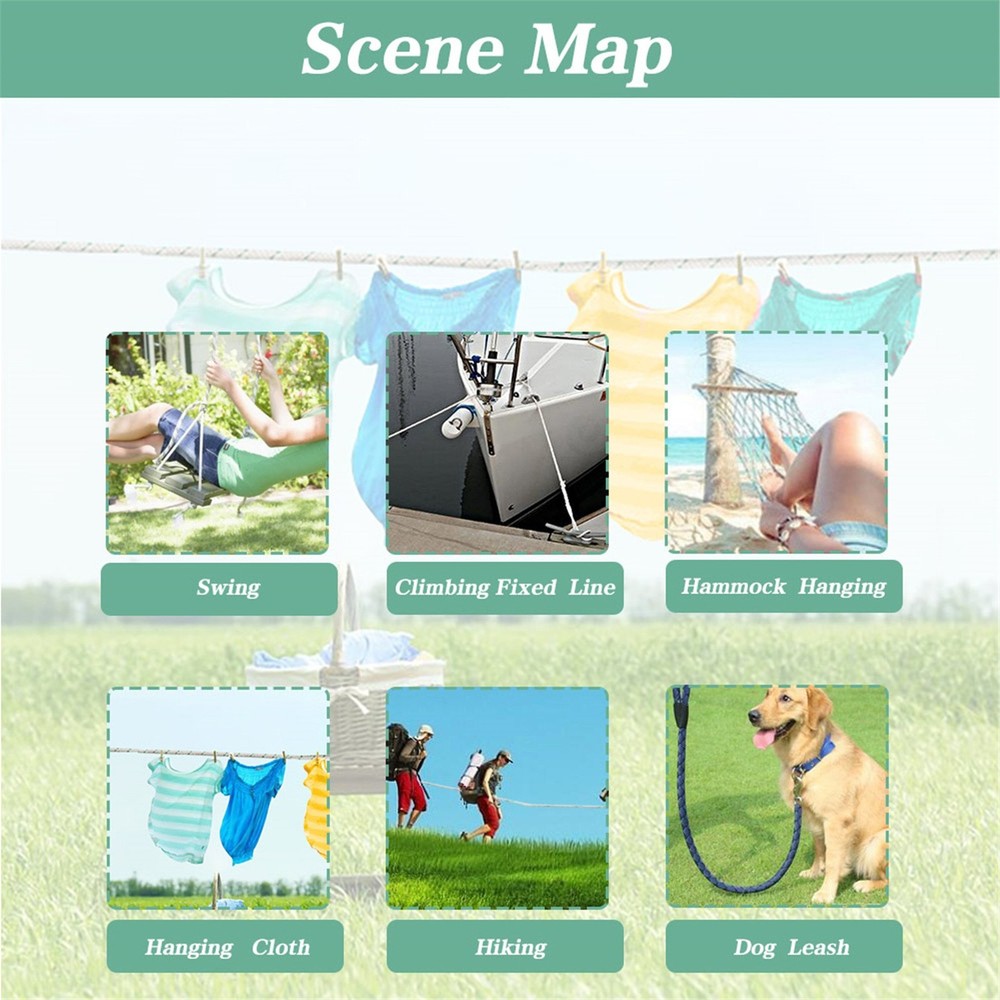 1/2"×100' Double Braided Polyester Rope Multiple Application 6180Lbs