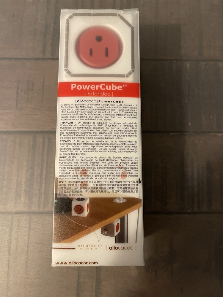 ALLOCACOC POWERCUBE 5 OUTLETS EXTENDED 5' ADAPTER 125V 15A 1875W SURGE PROTECTOR
