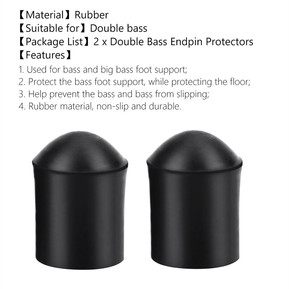 2pc Double Bass Endpin Rubber Tip Stopper Black Protector End Accessory JJS