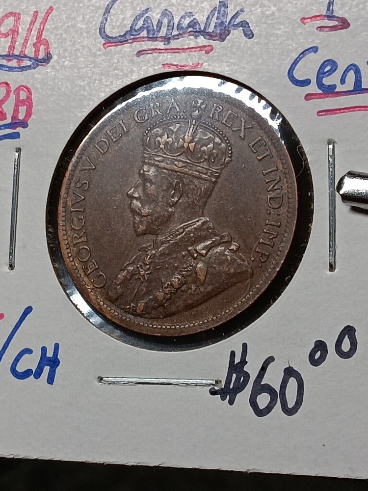 👉1916 1C Canada One Cent Red Brown MS CHOICE A/50