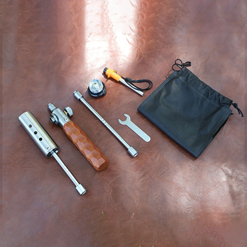 Portable For BBQ Gas Torch with Solid Wood Handle and Detachable Feature