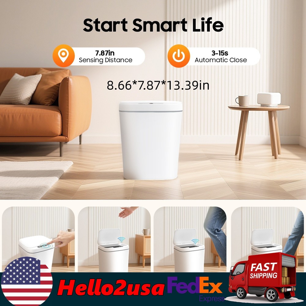 Touchless 4.22 Gallon Automatic Motion Sensor Smart Trash Can Bathroom Trash Can