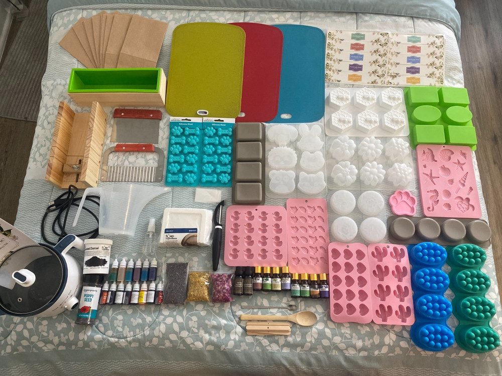 Complete Soap Making Kit-Includes molds, colors, essential oils, tools and more.