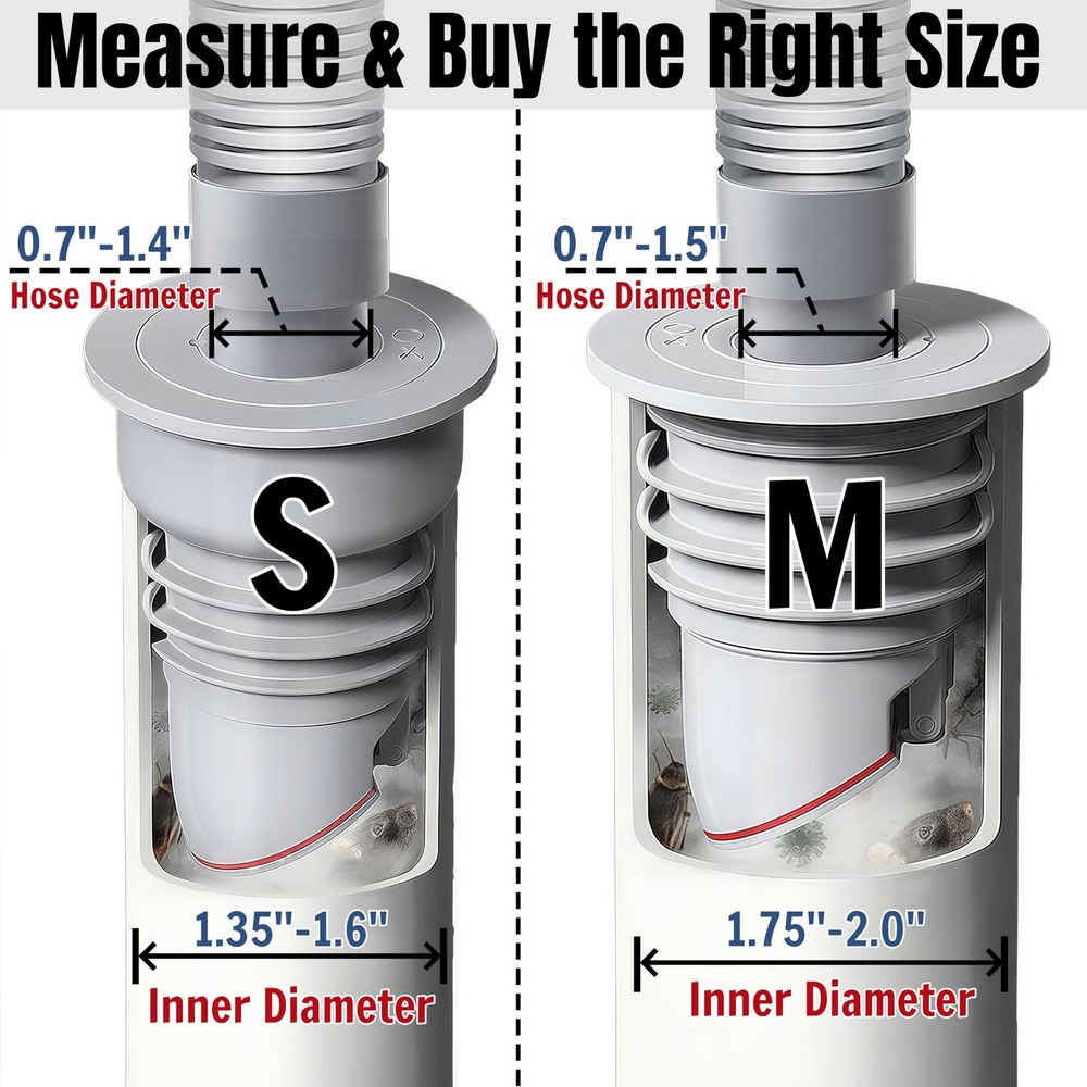 Washing Machine Drain Hose Seal, JHBKing Washer Outlet Plug, M, Grey