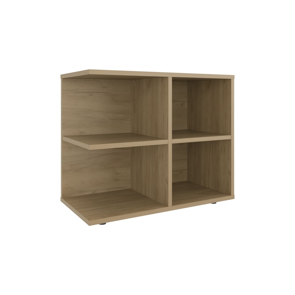 Console Sideboard Cart, Natural Oak, 4 Shelves
