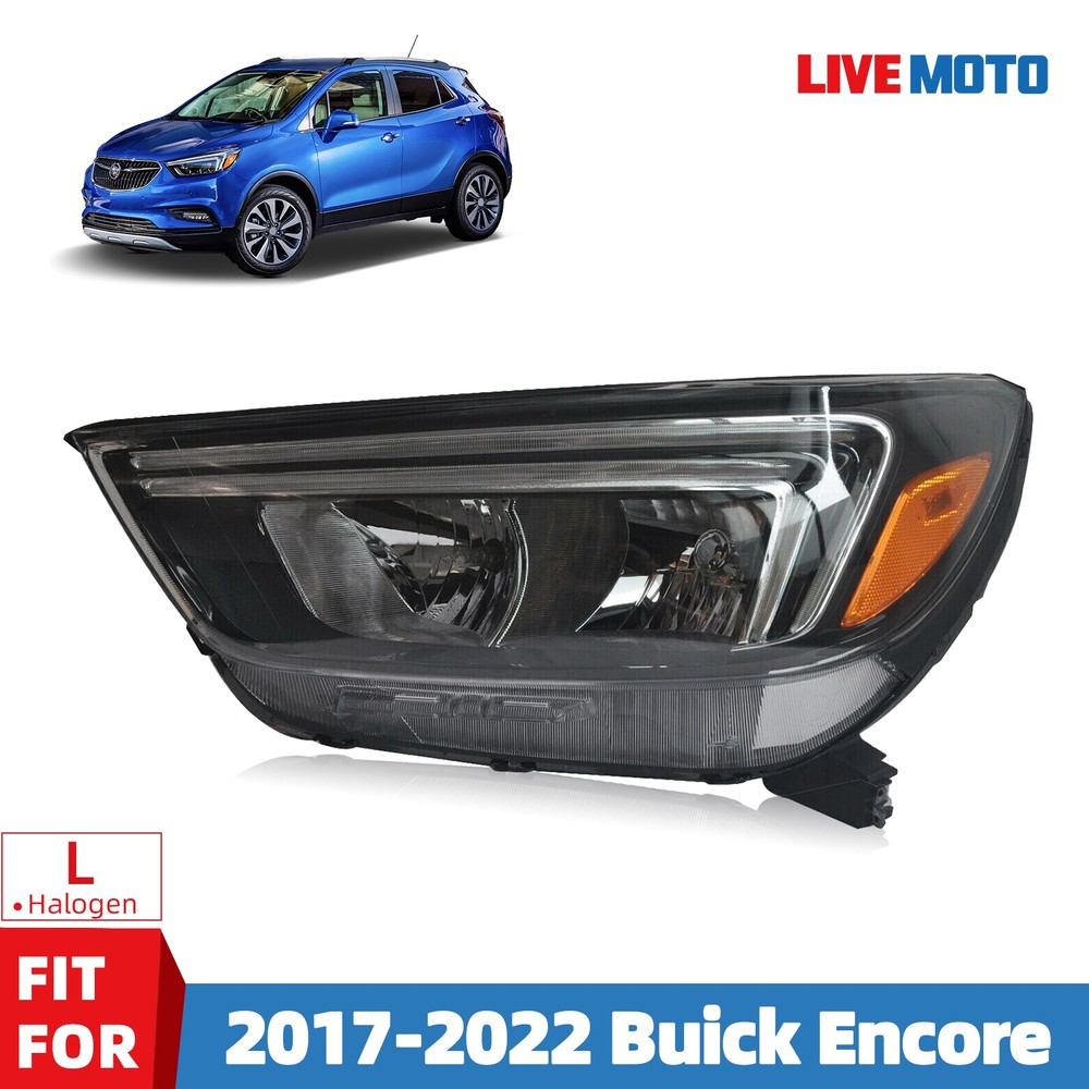 For 2017-2022 Buick Encore Halogen Headlight Black Housing w/ Bulb Driver Side