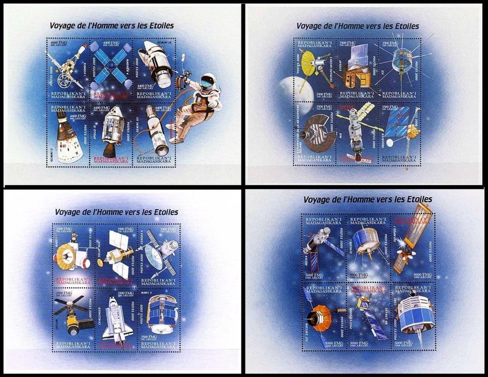 MADAGASCAR 2000 SPACE PROGRAMS + 8 S/S + 4 M/S (13 items !!!) CV$68.00 MNH