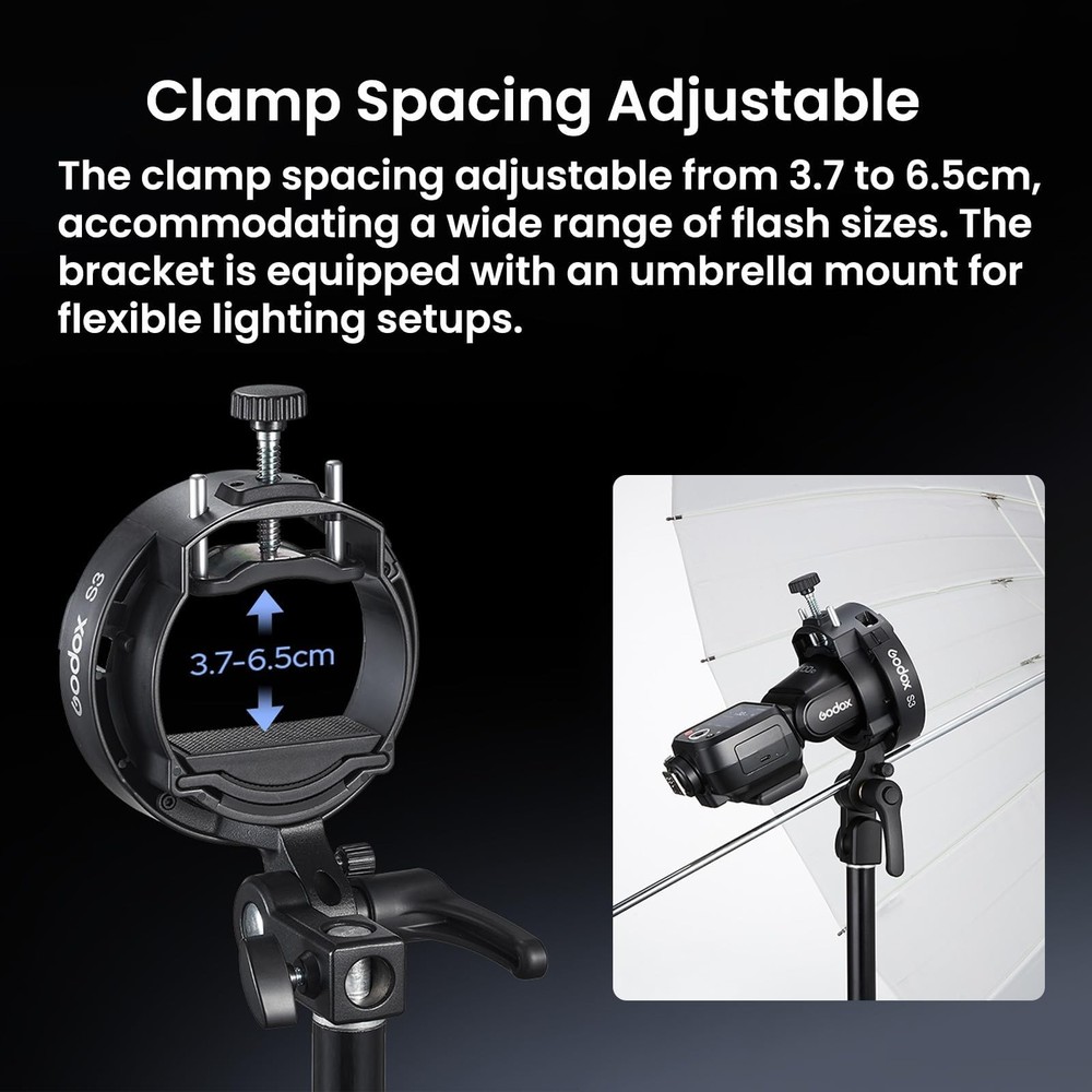 GODOX S3 Speedlite Bracket, 𝐆𝐨𝐝𝐨𝐱 𝐒𝟐 𝐔𝐩𝐠𝐫𝐚𝐝𝐞, Adjustment Angle±...