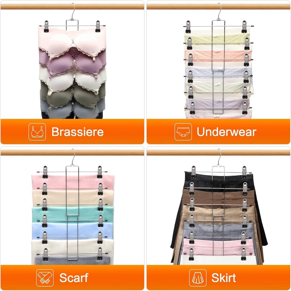 3 Pack Pants-Hangers-Space-Saving,6 Large, 3 Pack-silver