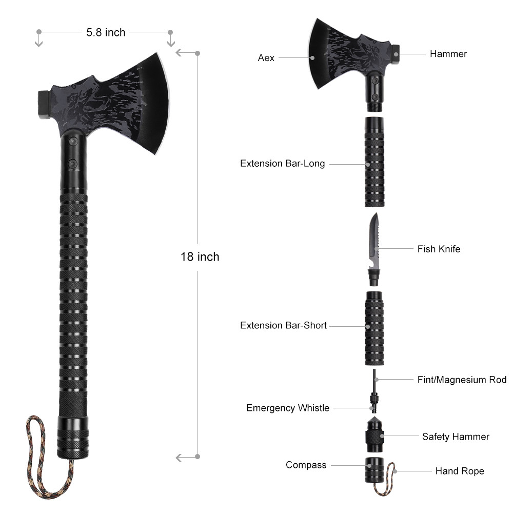 Multi-tool 18"Portable Tactical Hatchet Camping Axe Sheath Backpacking Survival