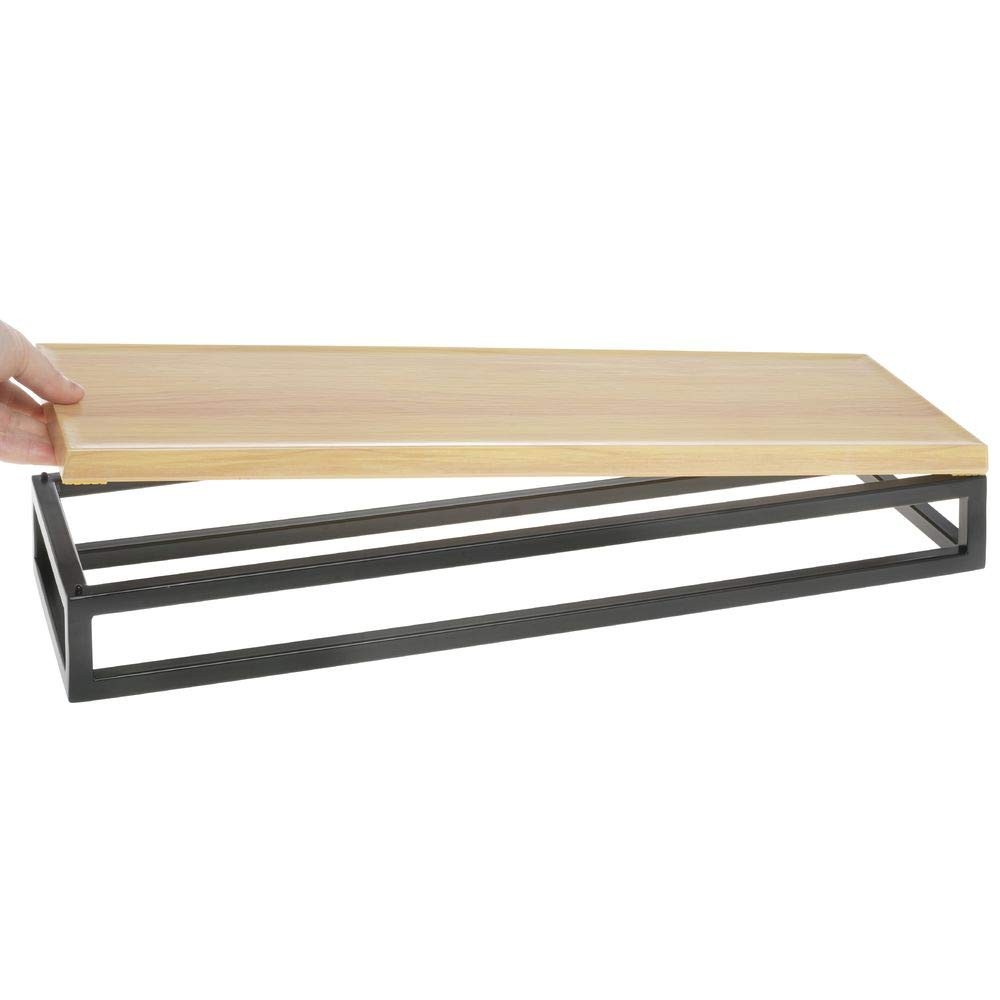 HUBERT® Black Display Riser with Butcher Block Top - 3 1/5"H