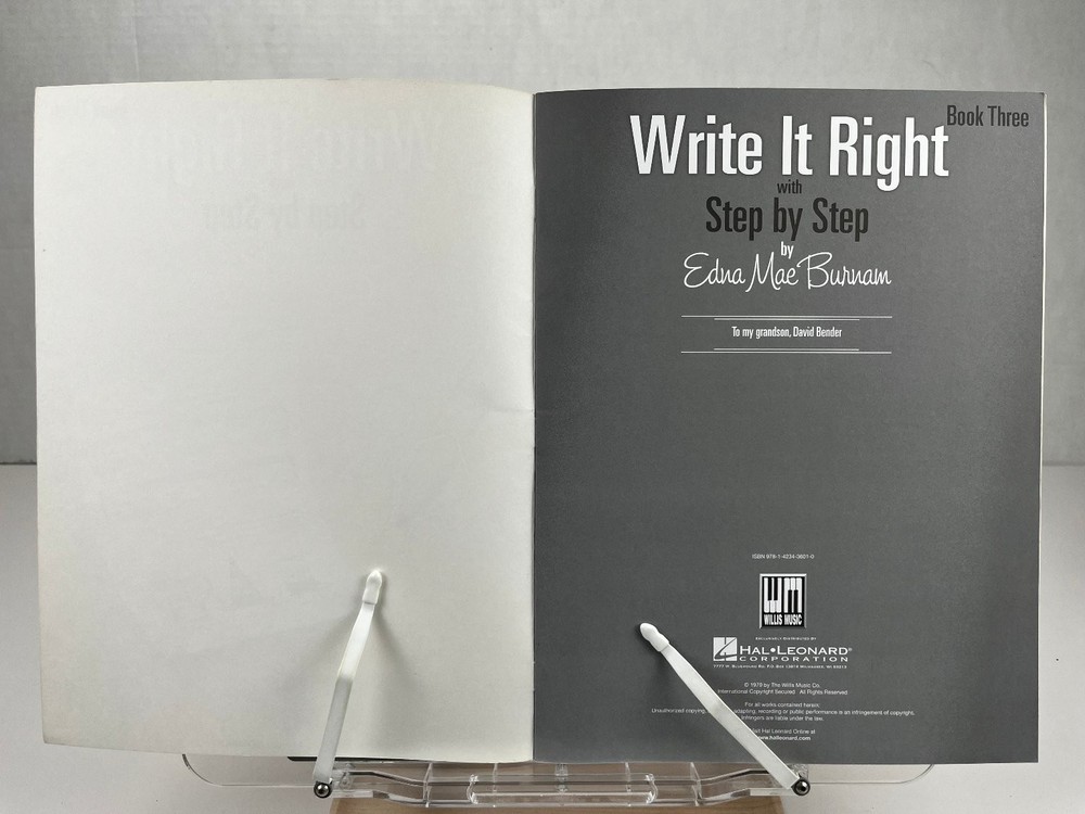 Piano Write It Right Step by Step Book 3 Willis Music Hal Leonard
