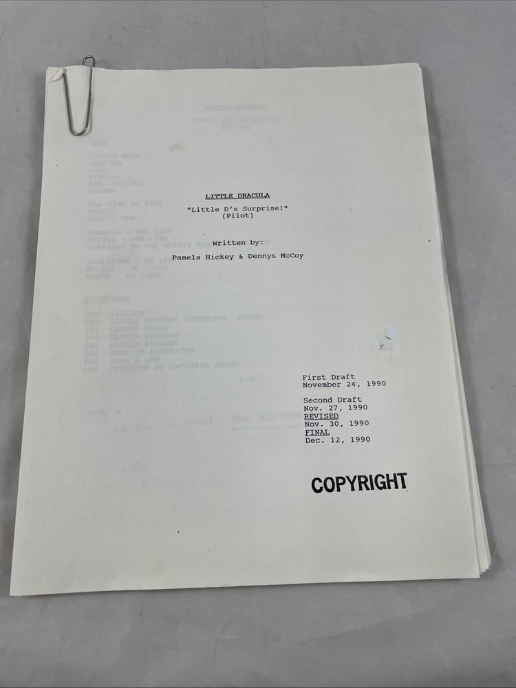 Little Dracula Little D's Surprise Pilot Script Hickey McCoy