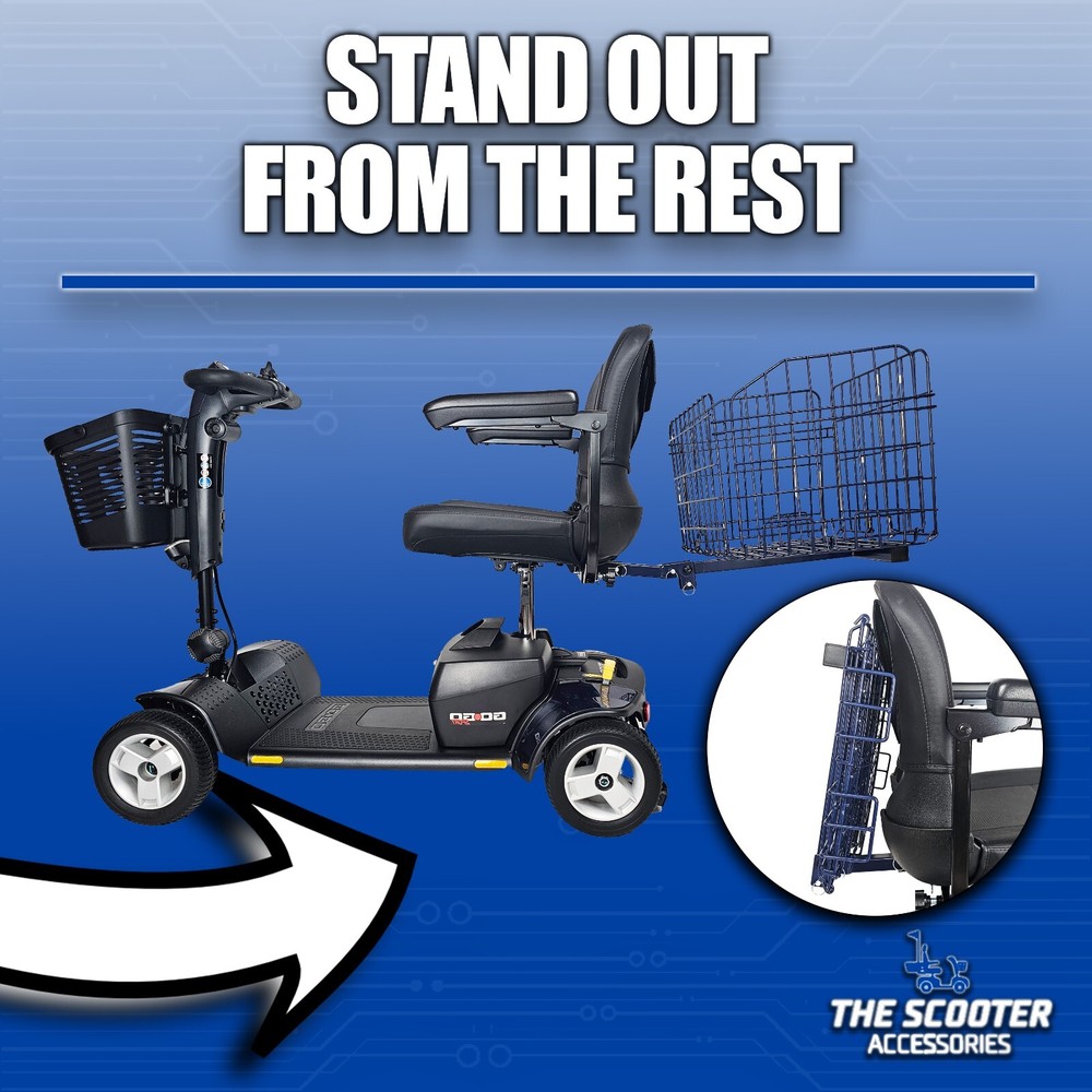 Foldable Folding Scooter Rear Basket for Pride Mobility Scooters: BLUE