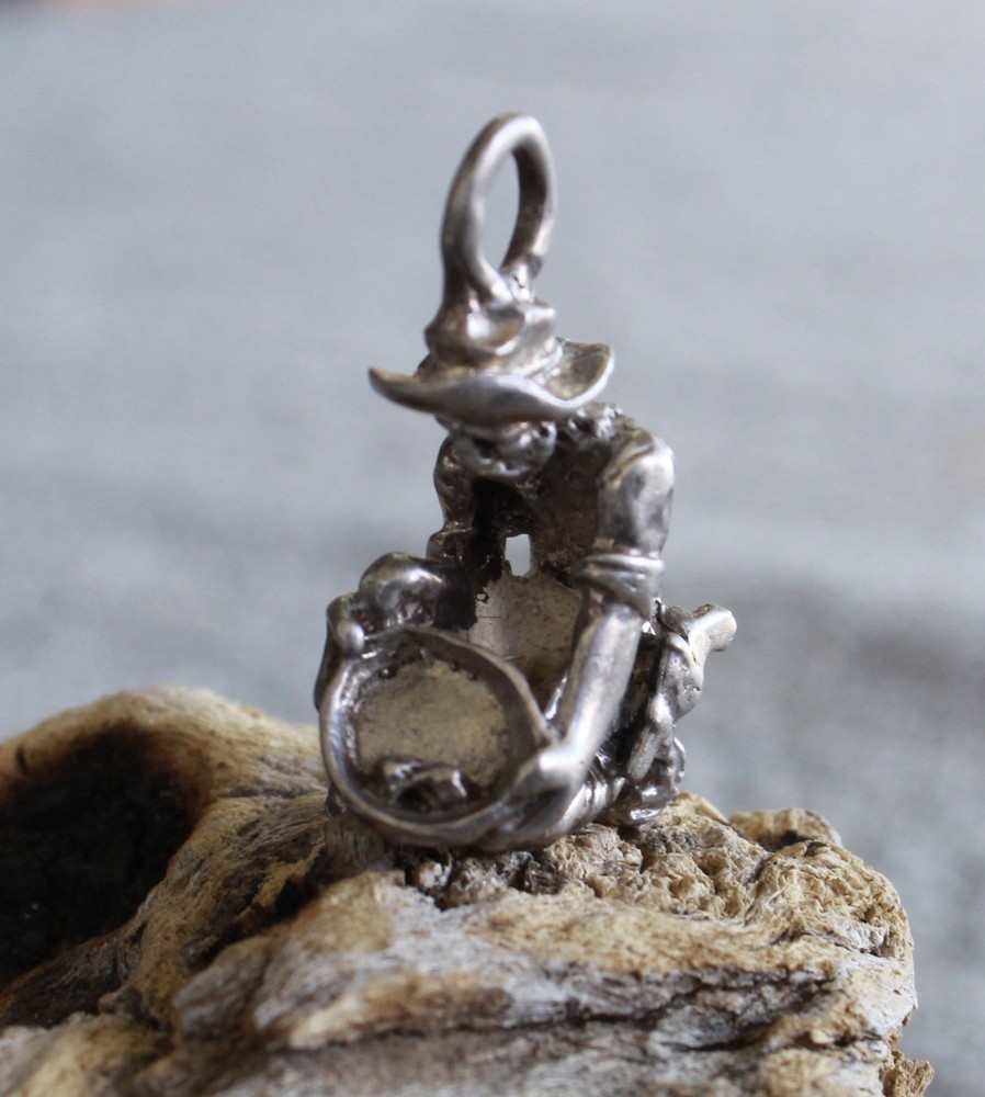 Gold Pan Prospector Figure Solid Sterling Silver pendant casting