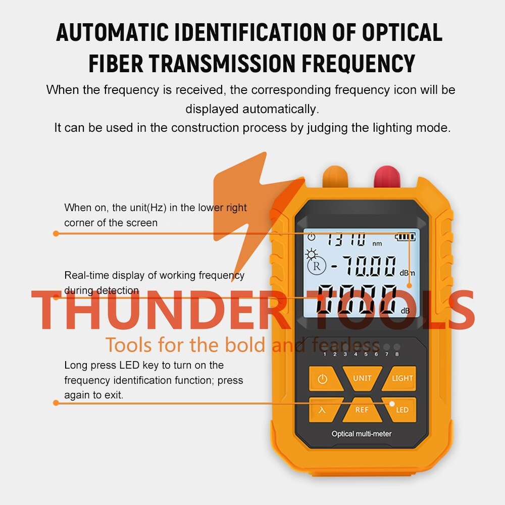 Thunder Tools Handheld Optical Power Meter with 5km Red Light -70~+6dBm