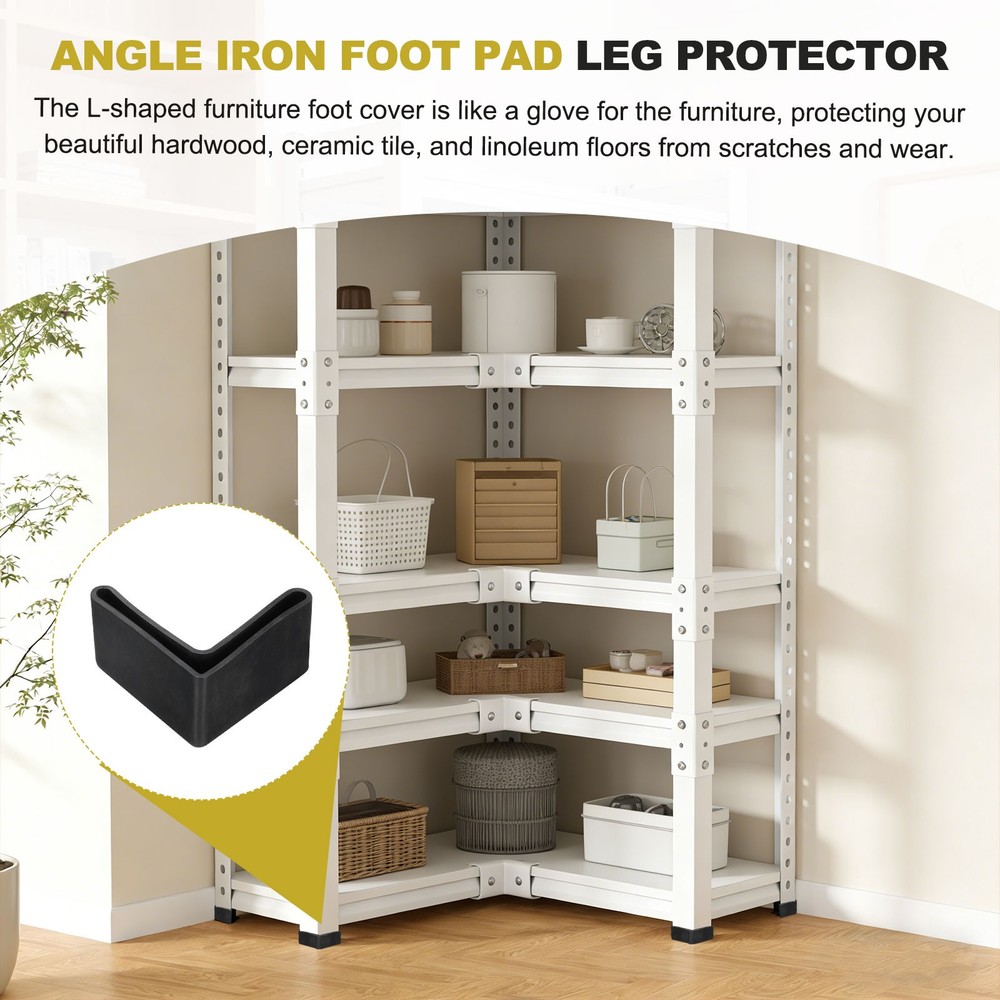4Pcs 1-3/8" Bed Frame End Cap, Angle Iron Foot Pad Leg Protector, Black