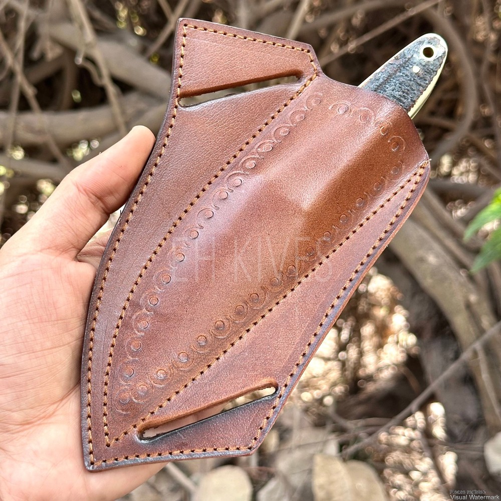 Custom Engraved Pure Leather Belt Loop Sheath for Fixed Blade & Skinner