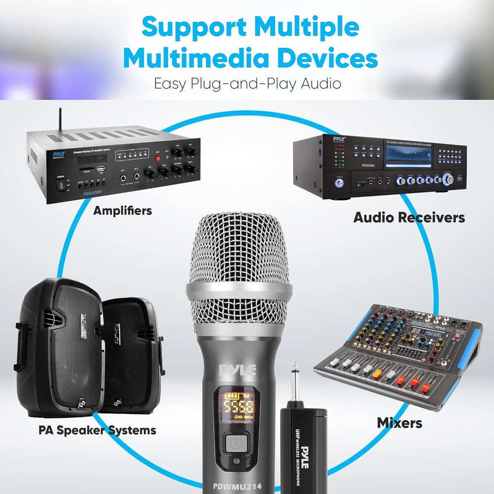 Dual UHF Wireless Microphone System - Professional Handheld Dynamic Cordless Mic