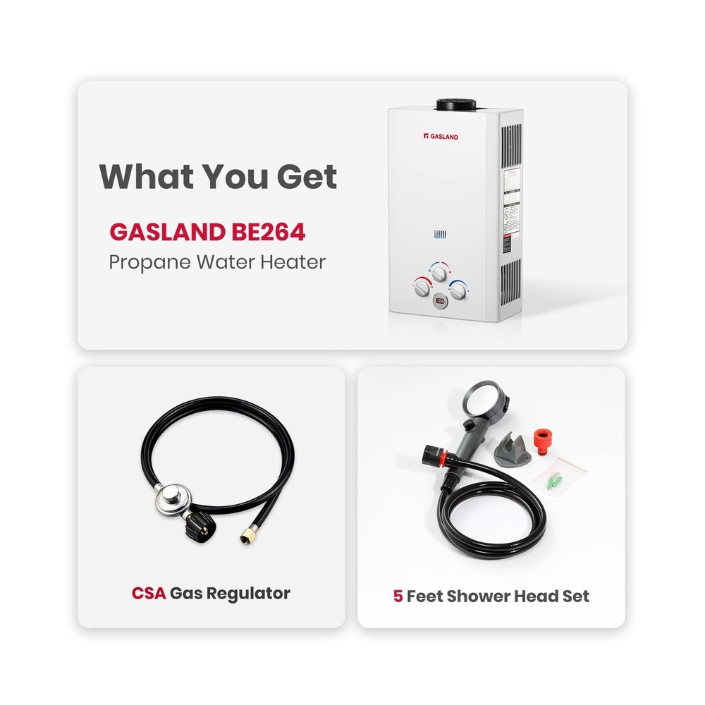 GASLAND Tankless Water Heater Propane 10L 2.64GPM Outdoor Propane Shower for ...