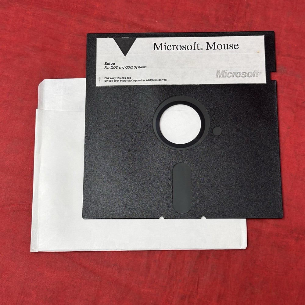 Microsoft Mouse for DOS & OS2 Systems 5.25" Disk 135-399-101 Vintage