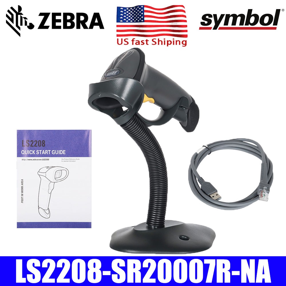 Zebra Symbol LS2208-SR20007R-NA Handheld 1D Barcode Scanner Reader USB Kit US