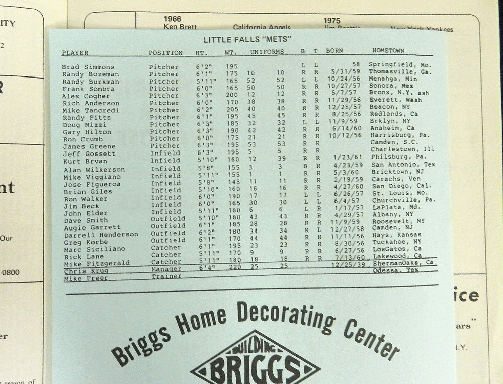 1978 ONEONTA YANKEES BASEBALL PROGRAM LINE UP SHEET & SCORED