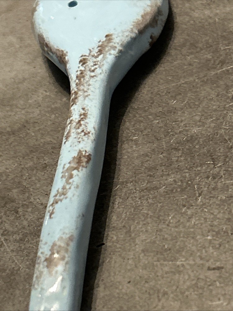 Handmade Rustic Sky Blue With Brown Pottery Serving Spoon