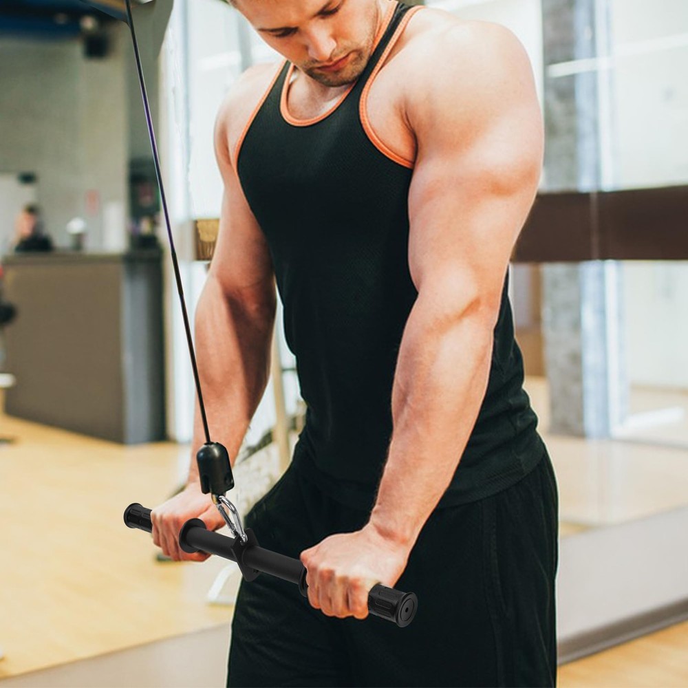LAT Pull Down Attachment Straight Bar Cable Machine Back Training Tricep Fit
