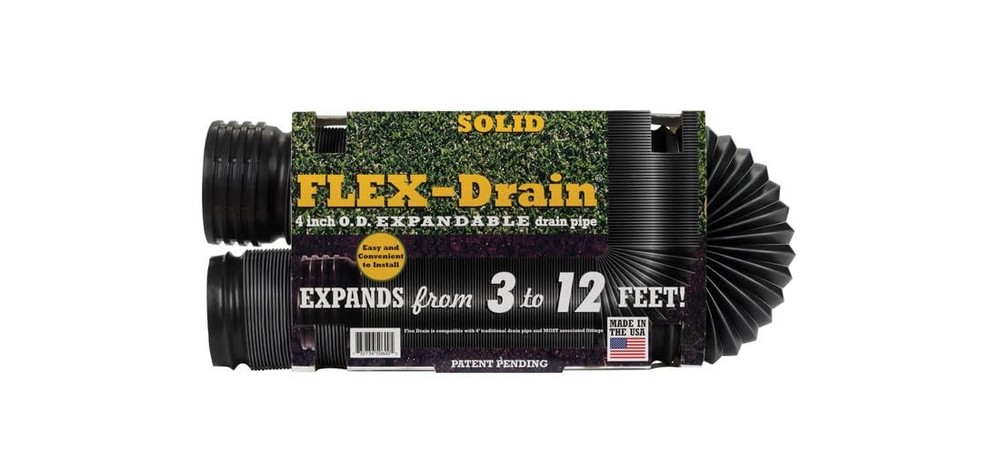 Flex-Drain 51710 Flexible/Expandable Solid Drainage Pipe, 3.37in (Inside