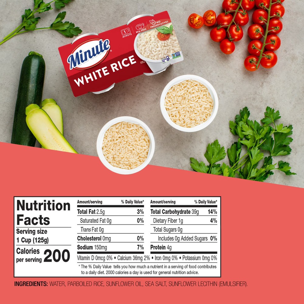Microwaveable White Rice Cups 8.8 oz 2 Count