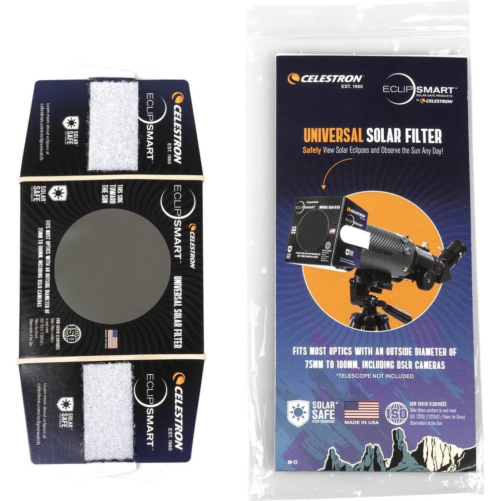 Celestron – EclipSmart Safe Solar Eclipse Telescope and Camera Filter – OD