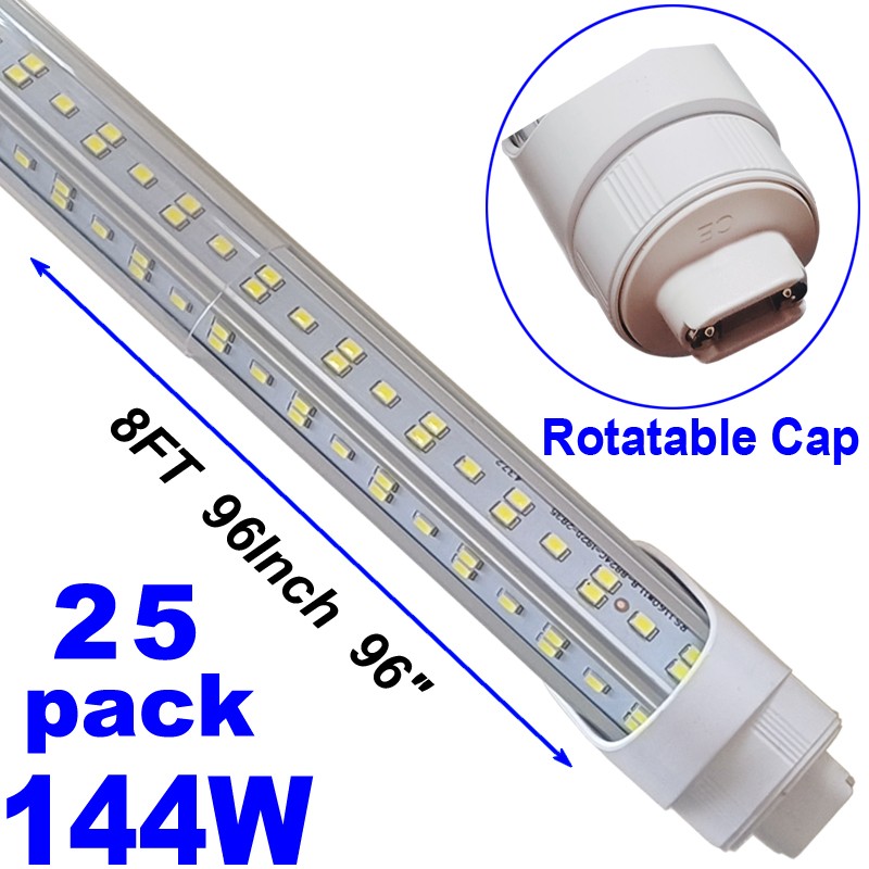 T8 8FT R17D HO Led Tube Light Bulbs 144W Rotatable 8Foot Led Shop Light 6500K