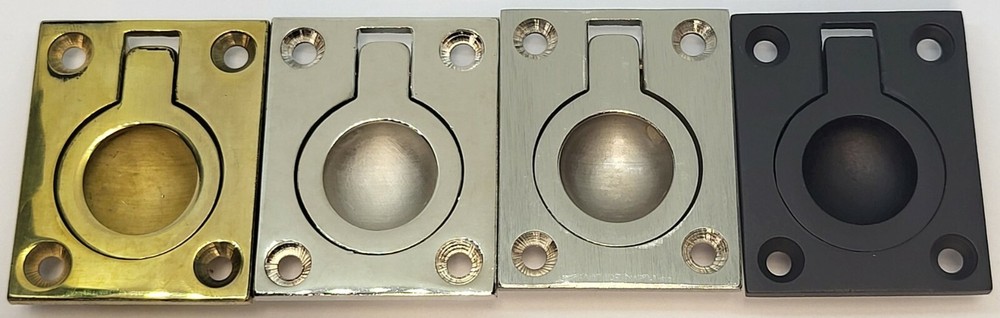 Solid Brass Flush Ring Pull modern hidden knob handle nickel mid century modern