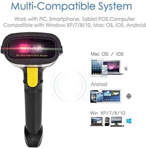 2D Barcode Scanner, Compatible with 2.4G Wireless & Bluetooth & USB Wired Con...