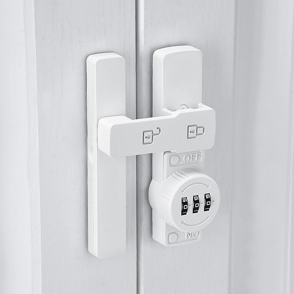 White 180 Degree Barn Door LockMechanical Password LockFlip Latch with Combin...