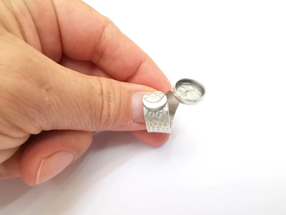 Crescent Ring Setting Blank Cabochon Ring Mounting Adjustable Wrap Ring Base