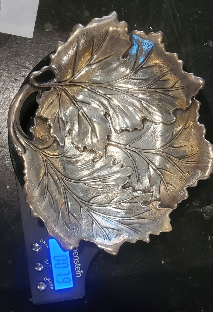 Solid Sterling Candy, Nut Grape Fruit Dish/bowl Vine Leaf Internationl silver Co